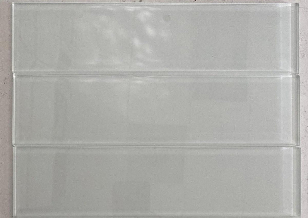 polished White glass subway tile
