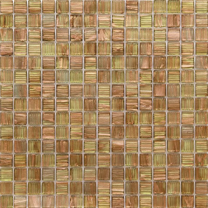 Gold and Tan Shimmer Mixed Squares Glass Pool Tile