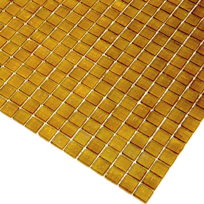 Golden Brown Squares Glass Tile | Tile Club
