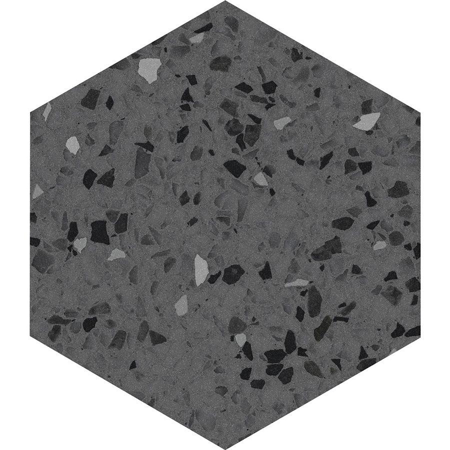 Graphite Gray Terrazzo Hex Porcelain Tile