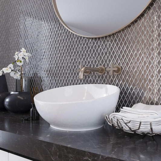 Gray Diamond Glass Mosaic Tile Bathroom Backsplash 