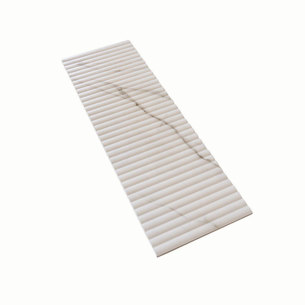 Grazioso Fluted Carrara Ceramic Tile 12x36 | Tile Club