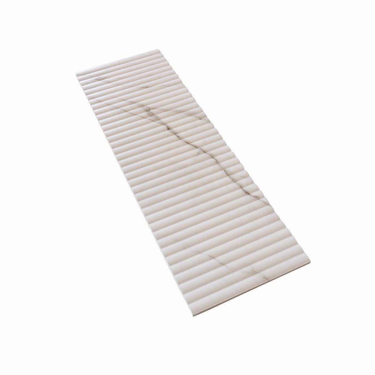 Grazioso Fluted Carrara Ceramic Tile 12x36 | Tile Club