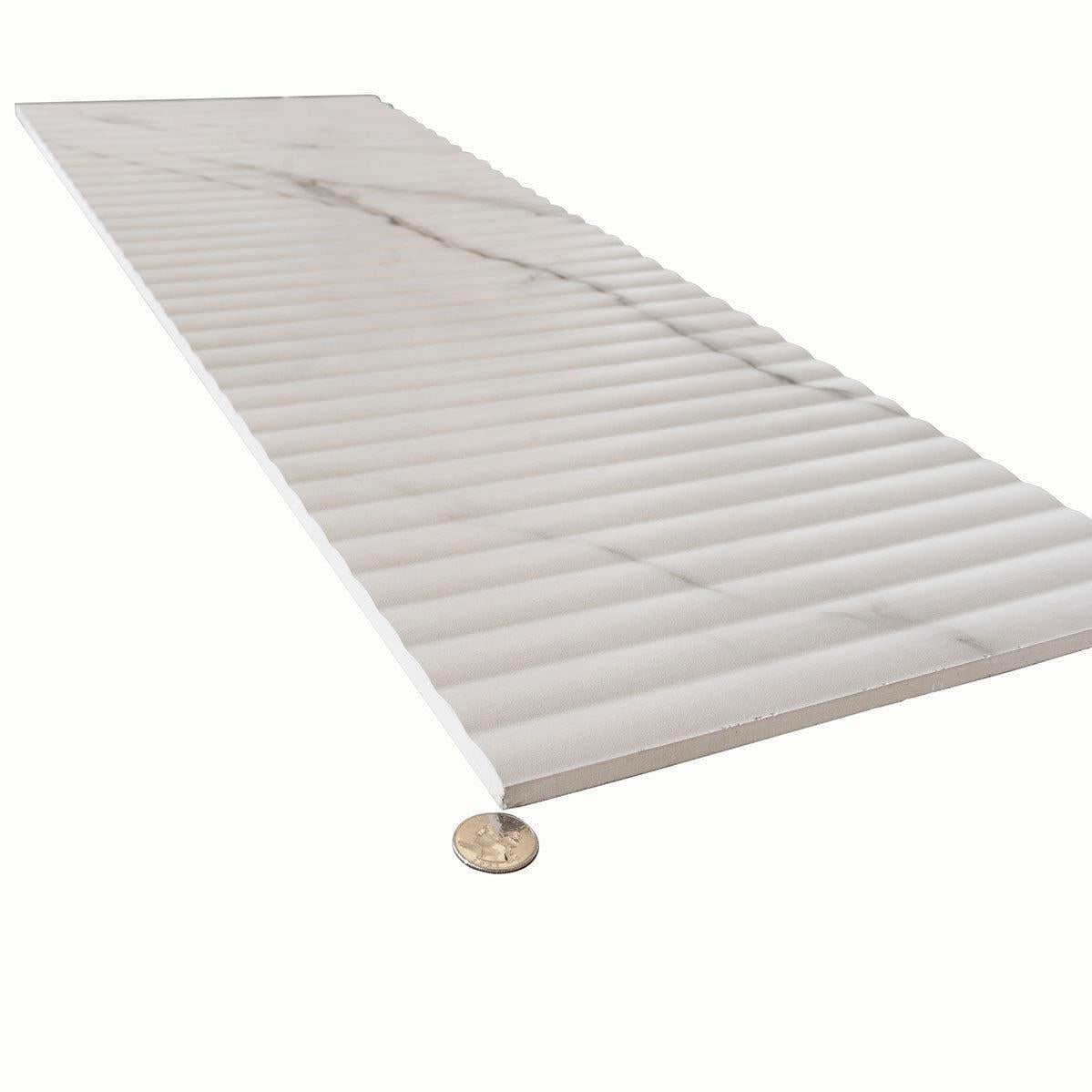 Grazioso Fluted Carrara Ceramic Tile 12x36 | Tile Club