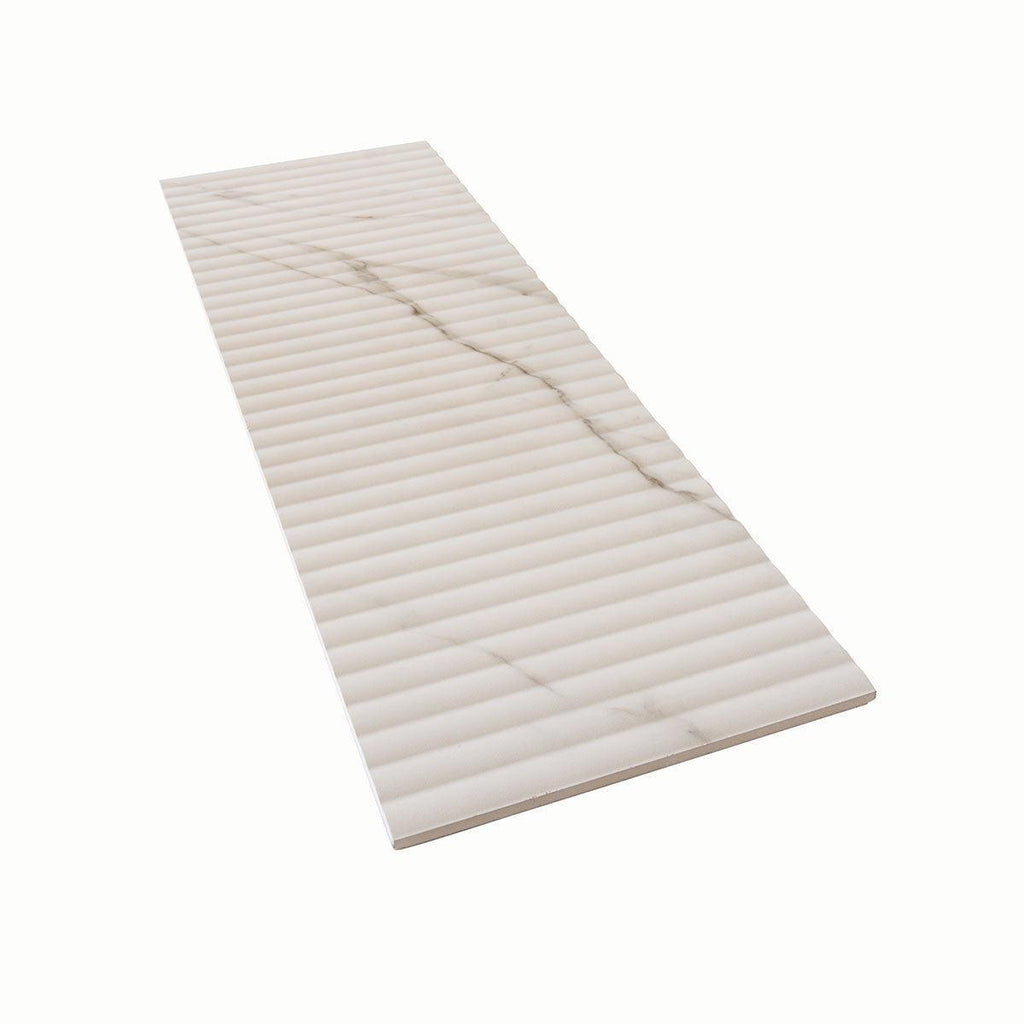 Grazioso Fluted Carrara Ceramic Tile 12x36 | Tile Club