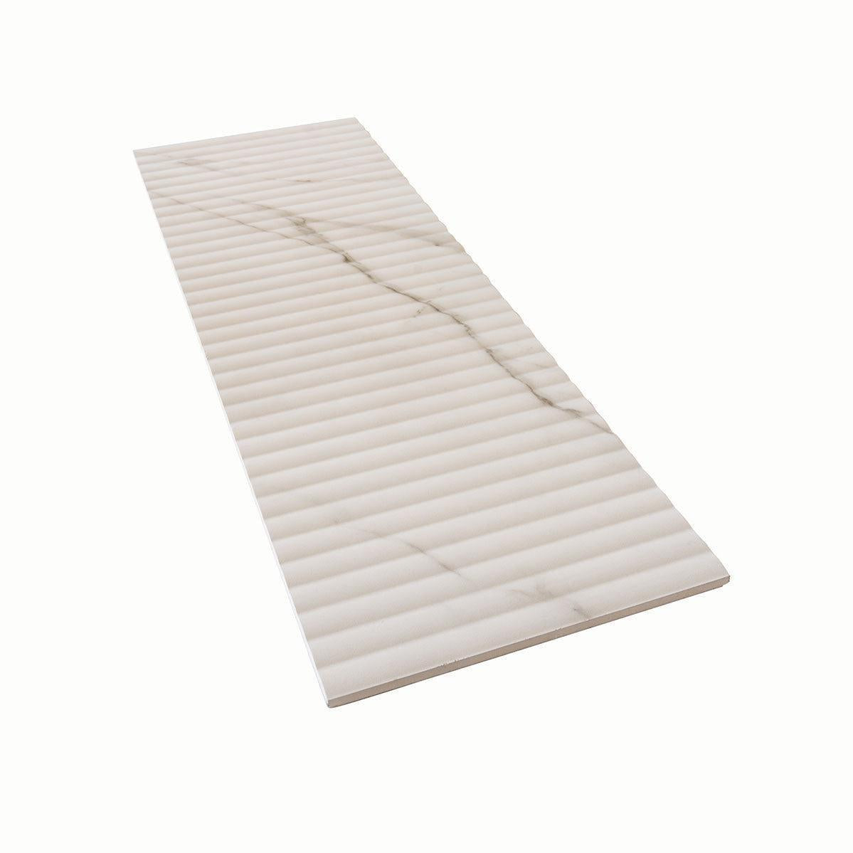 Grazioso Fluted Carrara Ceramic Tile 12x36 | Tile Club