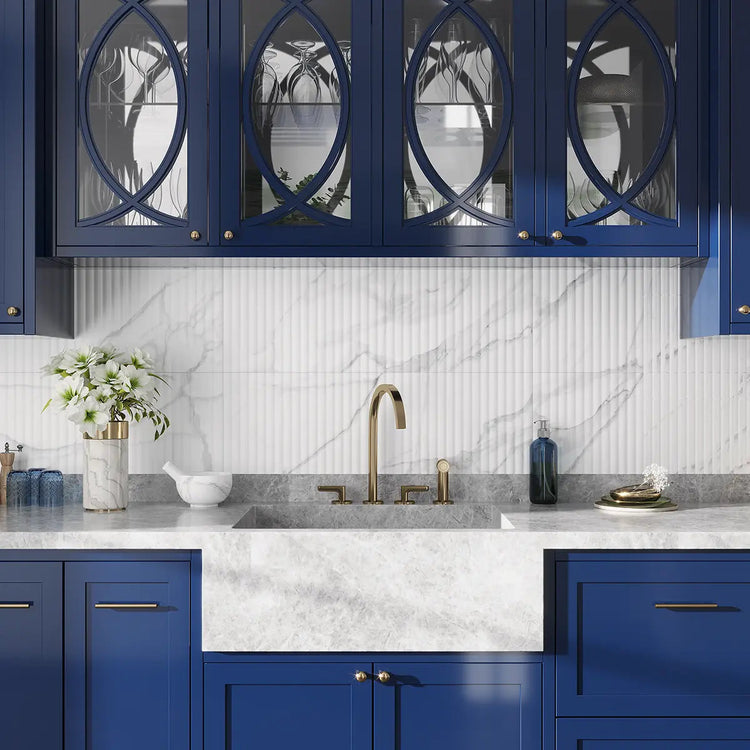 Grazioso Fluted Carrara Ceramic Tile 12x36 | Tile Club