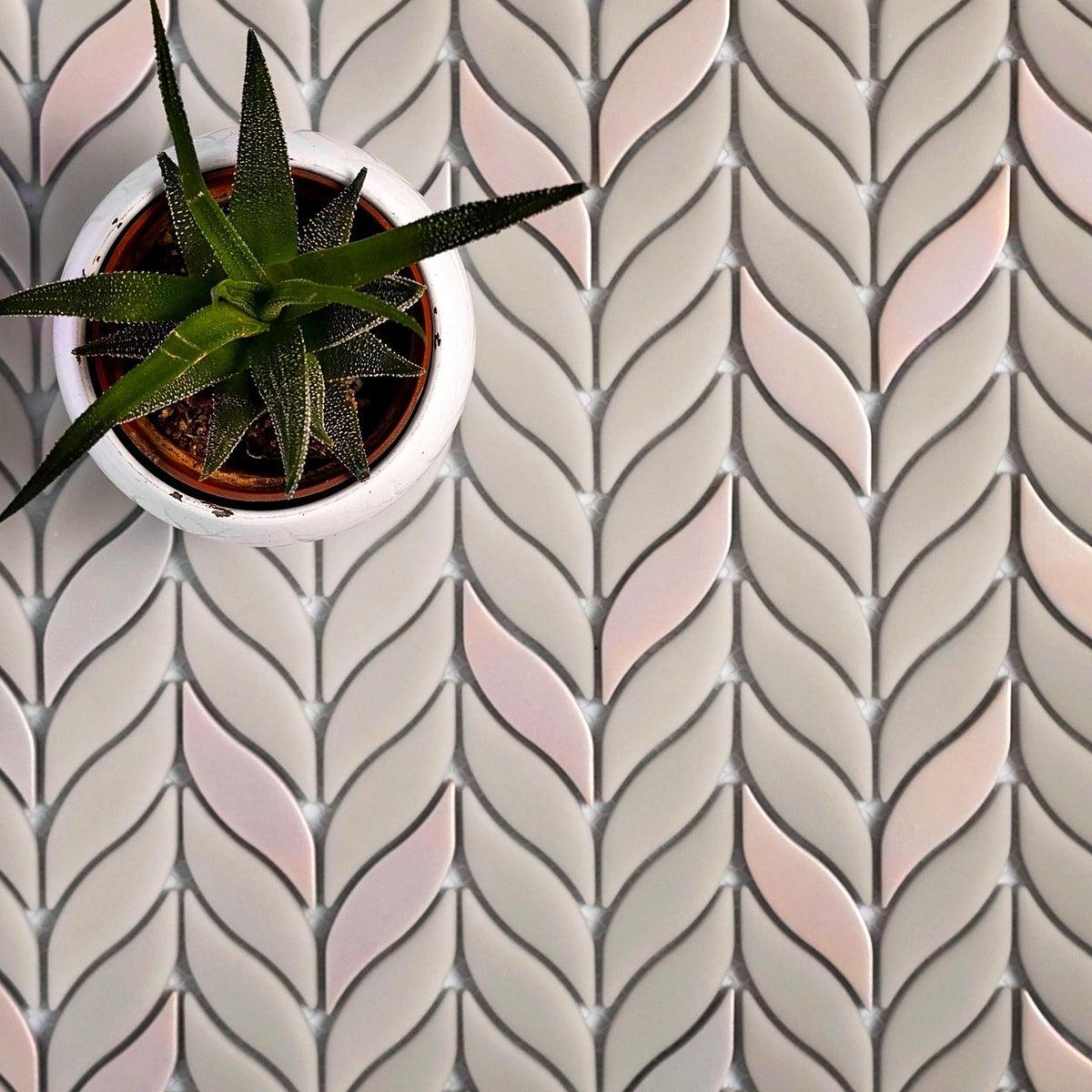 Green Leaf Recycled Glass Mosaic Tile |Tile Club