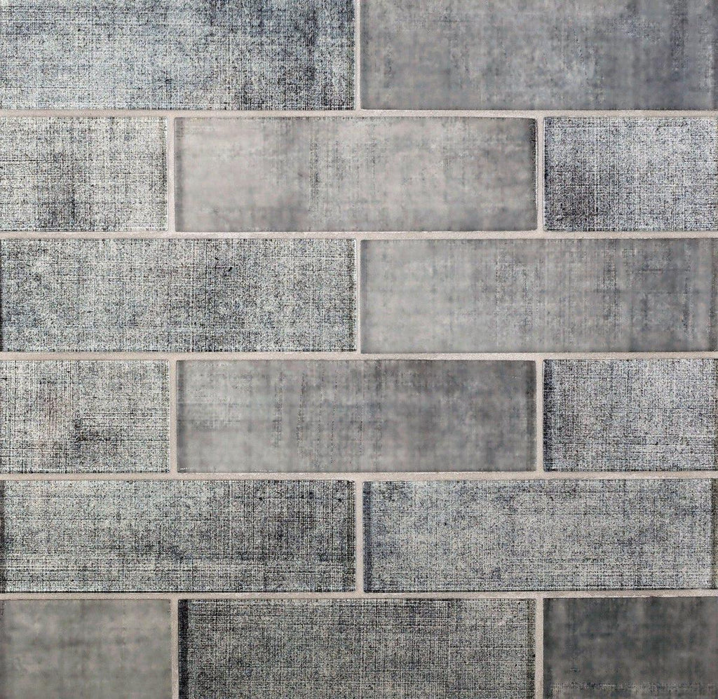 Grey Fabric Glass Subway Mosaic Tile