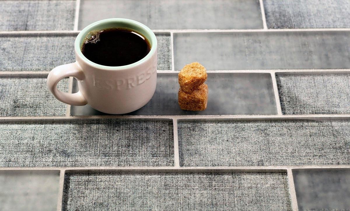 11.8" x 11.8" Grey Fabric Glass Subway Mosaic Tile for Kitchen Counter