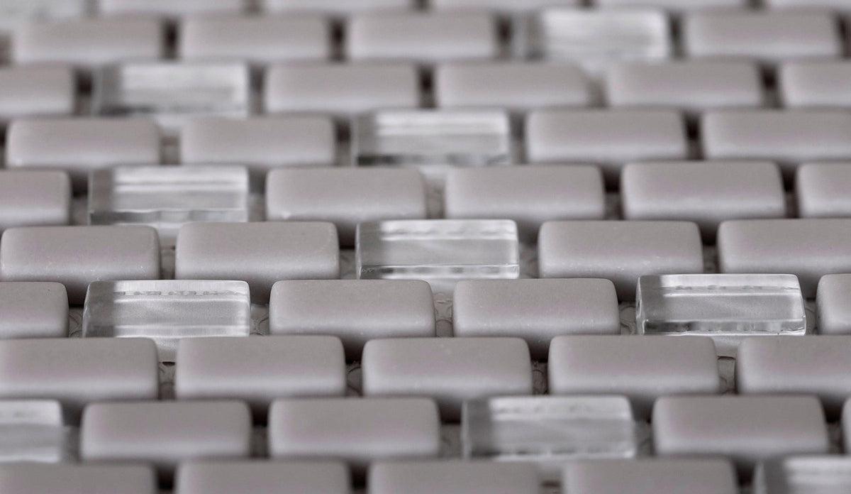 Grey Recycled Glass Brick Mosaic Tile