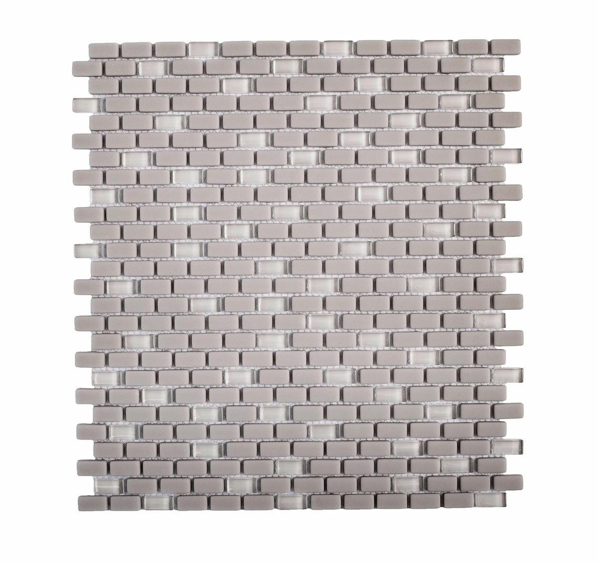 Grey Recycled Glass Brick Mosaic Tile
