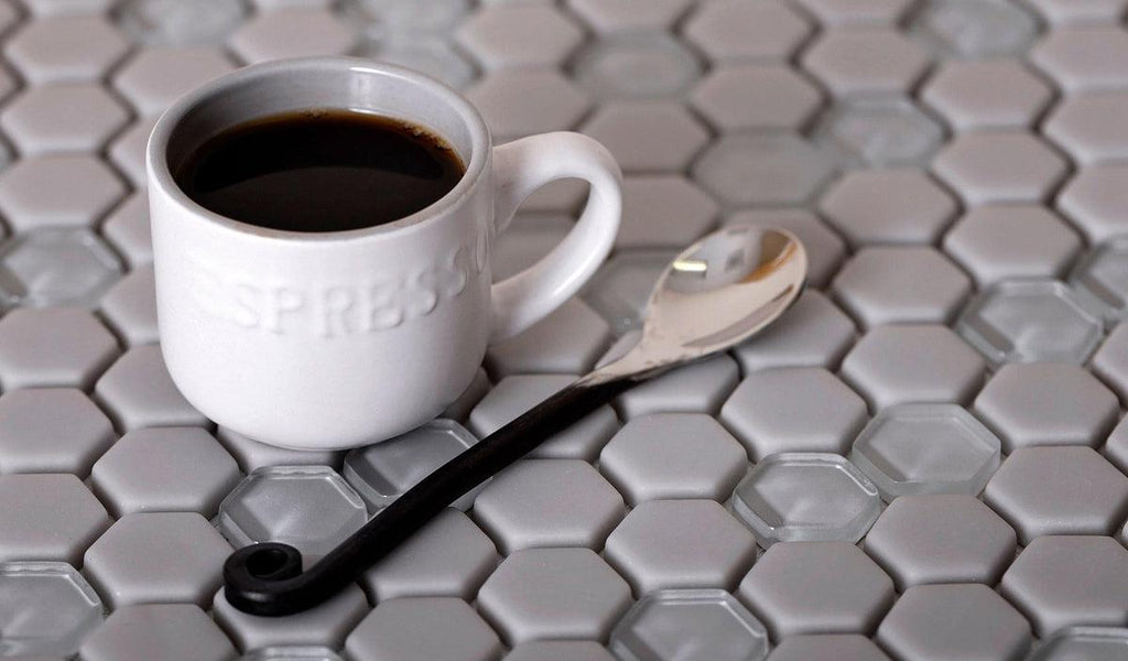 Grey Recycled Glass Hexagon Mosaic Tile | Tile Club