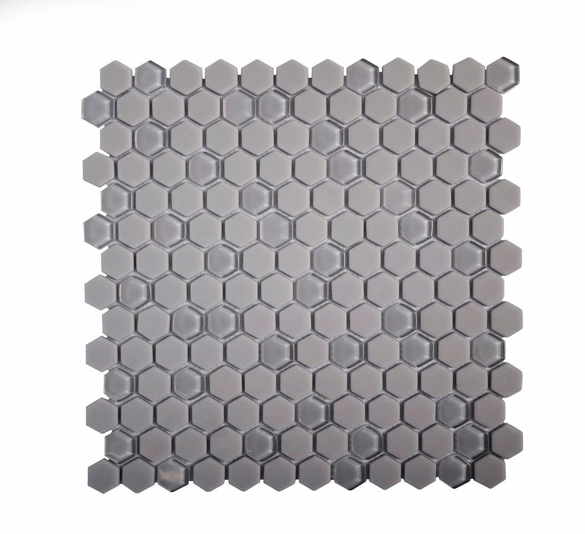 Grey Recycled Glass Hexagon Mosaic Tile