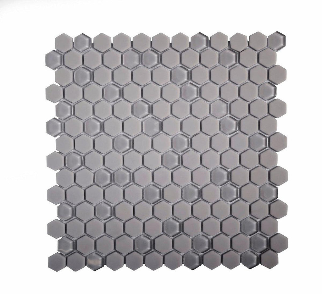 Grey Recycled Glass Hexagon Mosaic Tile | Tile Club