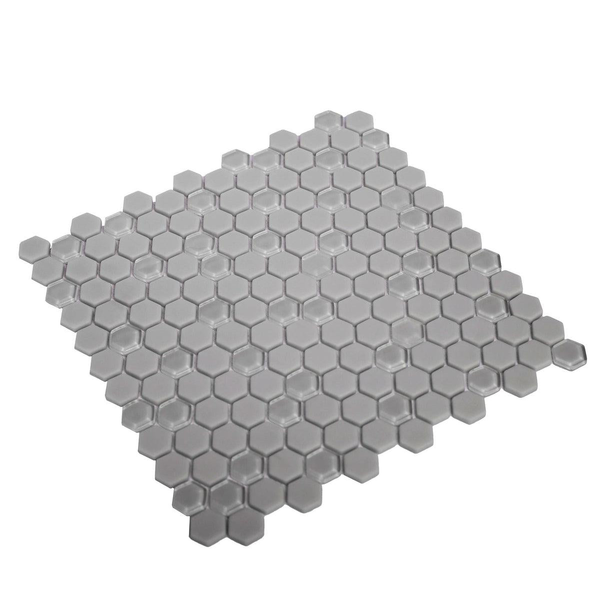Grey Recycled Glass Hexagon Mosaic Tile | Tile Club