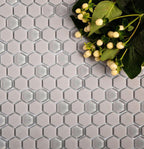Grey Recycled Glass Hexagon Mosaic Tile