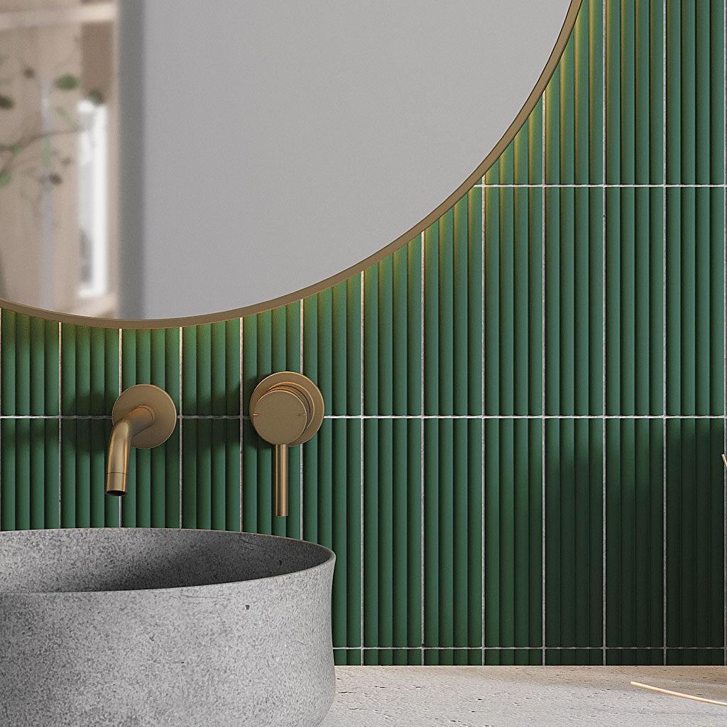 Groove Laurel Deco Matte Ceramic Subway Tile Textured Bathroom Wall