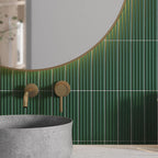 Groove Laurel Deco Matte Ceramic Subway Tile Textured Bathroom Wall