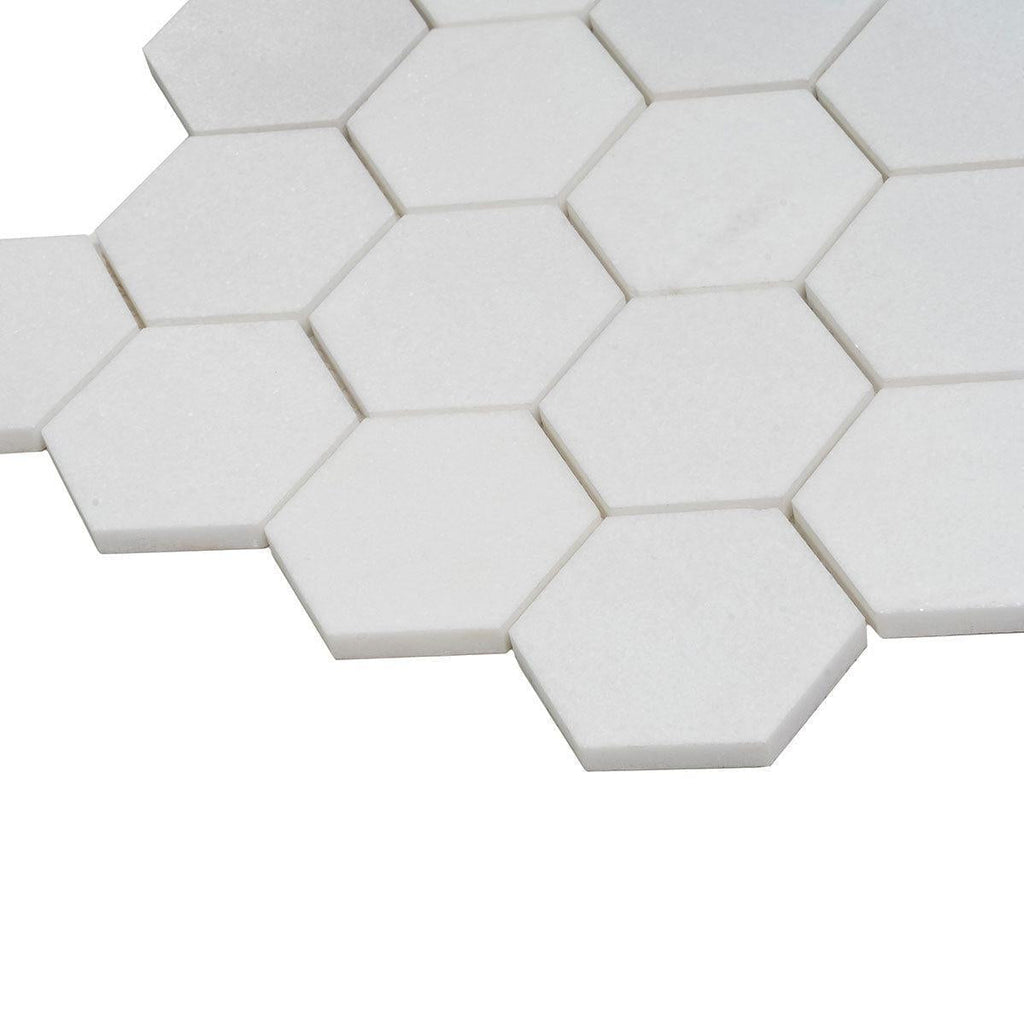 2" Thassos Marble Hexagon Tile Honed | Tile Club