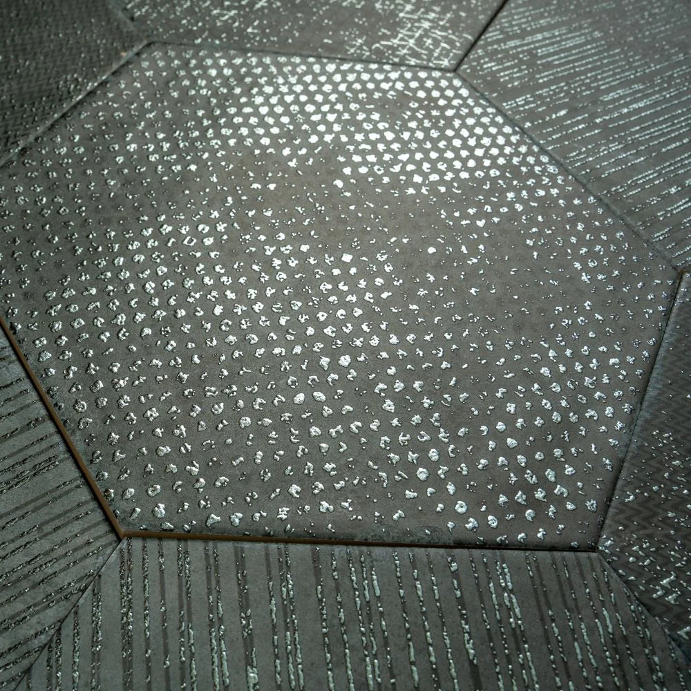Ink Black Dimension Porcelain Hexagon Tile | Tile Club