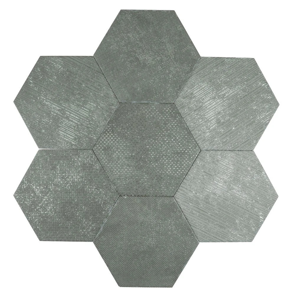 Ink Black Dimension Porcelain Hexagon Tile | Tile Club