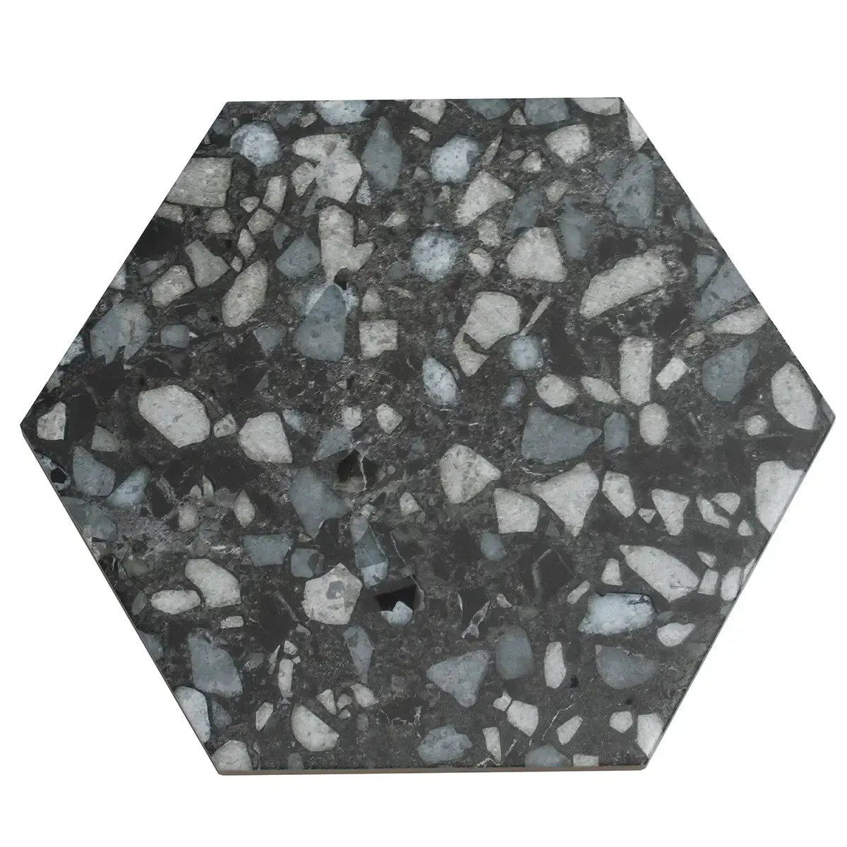 Black and White Chic Terrazzo Hex Porcelain Tile | Tile Club