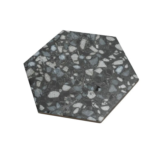 Black and White Chic Terrazzo Hex Porcelain Tile | Tile Club