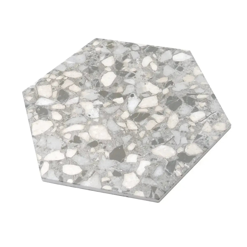 Granite Gray Terrazzo Hex Porcelain Tile | Tile Club