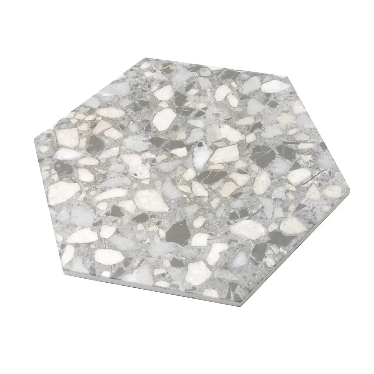 Granite Gray Terrazzo Hex Porcelain Tile | Tile Club