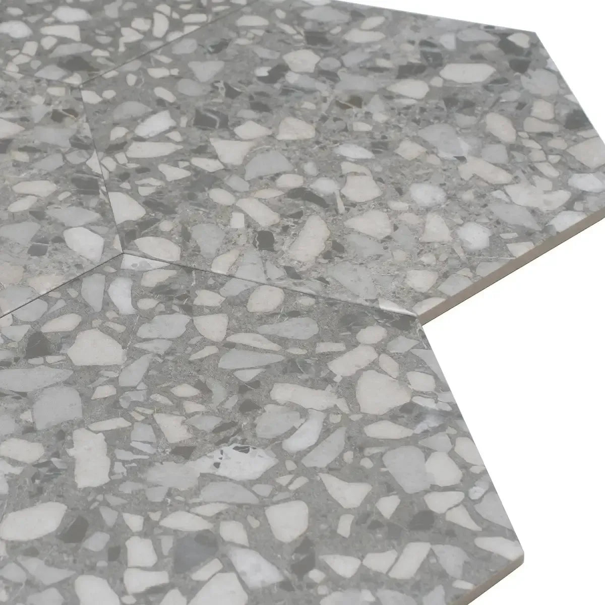 Granite Gray Terrazzo Hex Porcelain Tile | Tile Club