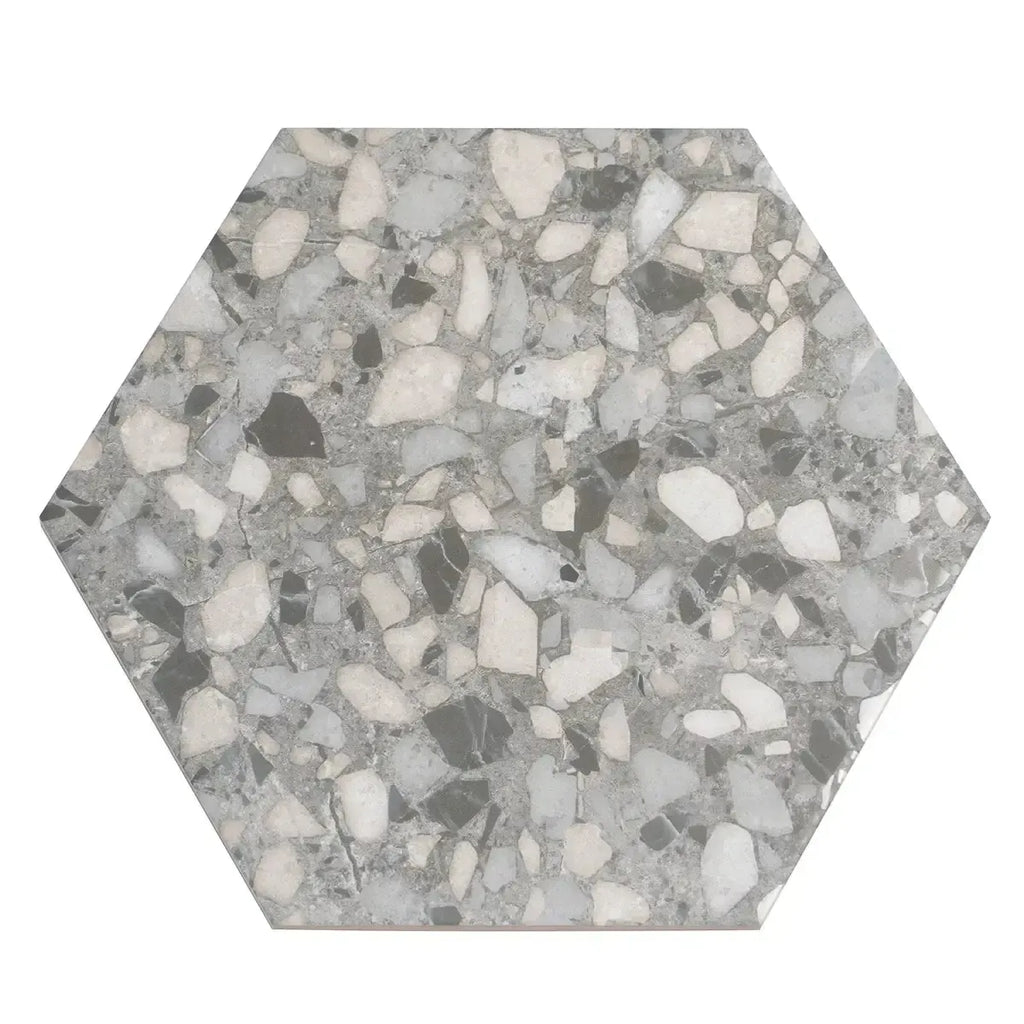 Granite Gray Terrazzo Hex Porcelain Tile | Tile Club