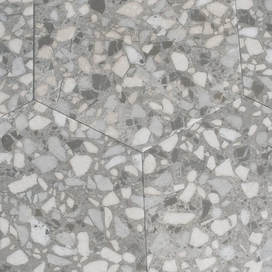 Granite Gray Terrazzo Hex Porcelain Tile | Tile Club