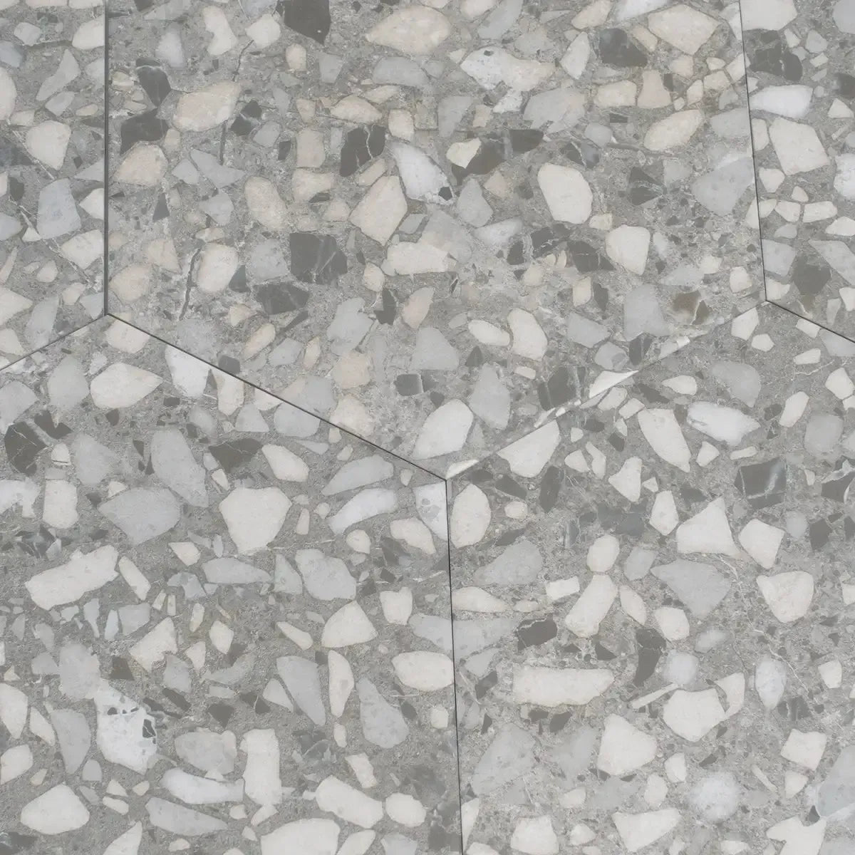 Granite Gray Terrazzo Hex Porcelain Tile | Tile Club