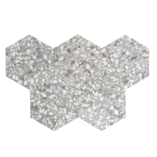 Granite Gray Terrazzo Hex Porcelain Tile | Tile Club
