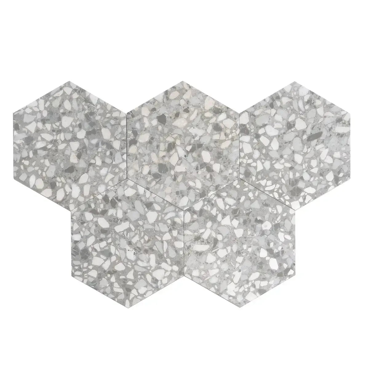 Granite Gray Terrazzo Hex Porcelain Tile | Tile Club
