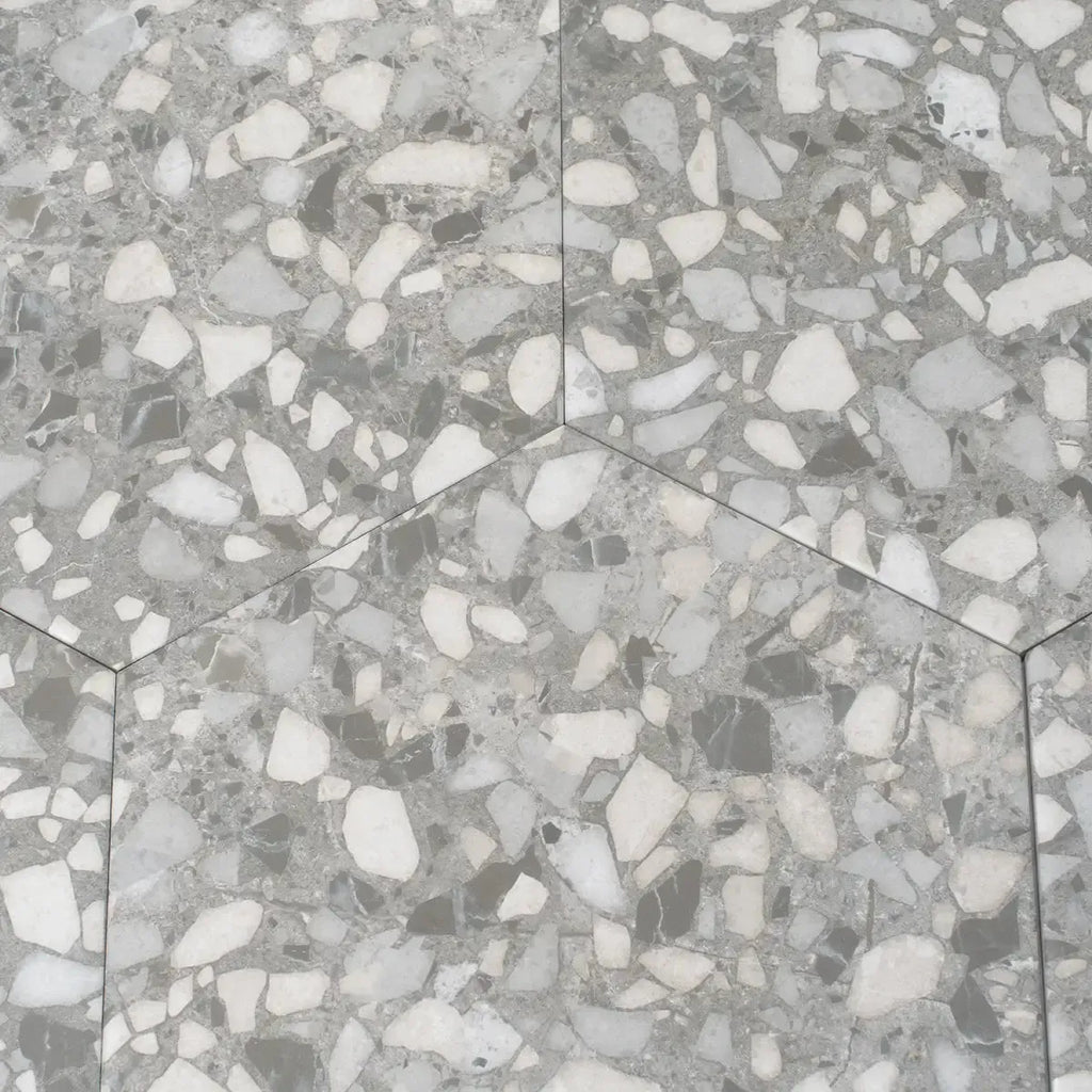 Granite Gray Terrazzo Hex Porcelain Tile | Tile Club