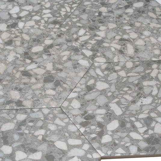 Granite Gray Terrazzo Hex Porcelain Tile | Tile Club