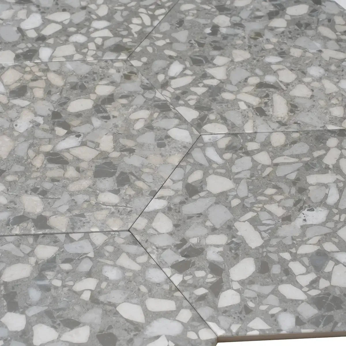 Granite Gray Terrazzo Hex Porcelain Tile | Tile Club