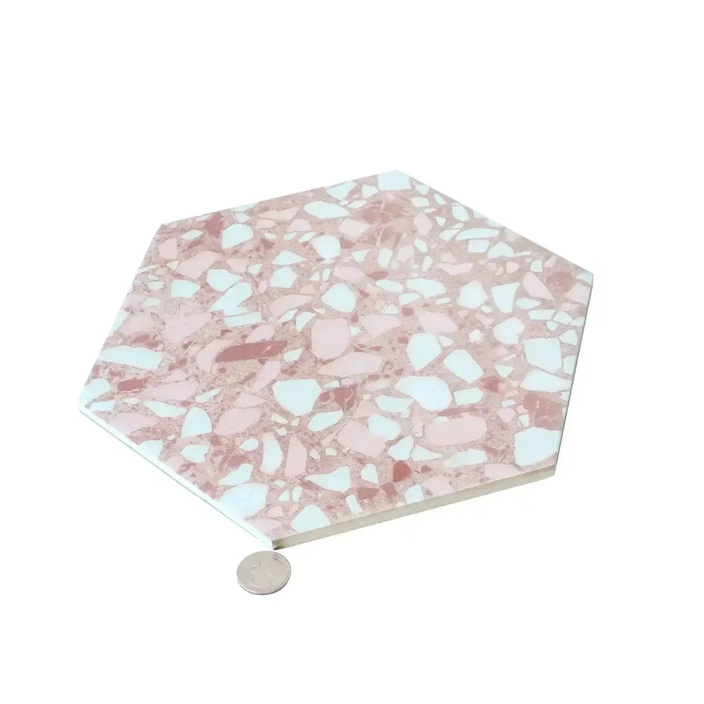 Desert Rose Terrazzo Hex Porcelain Tile | Tile Club