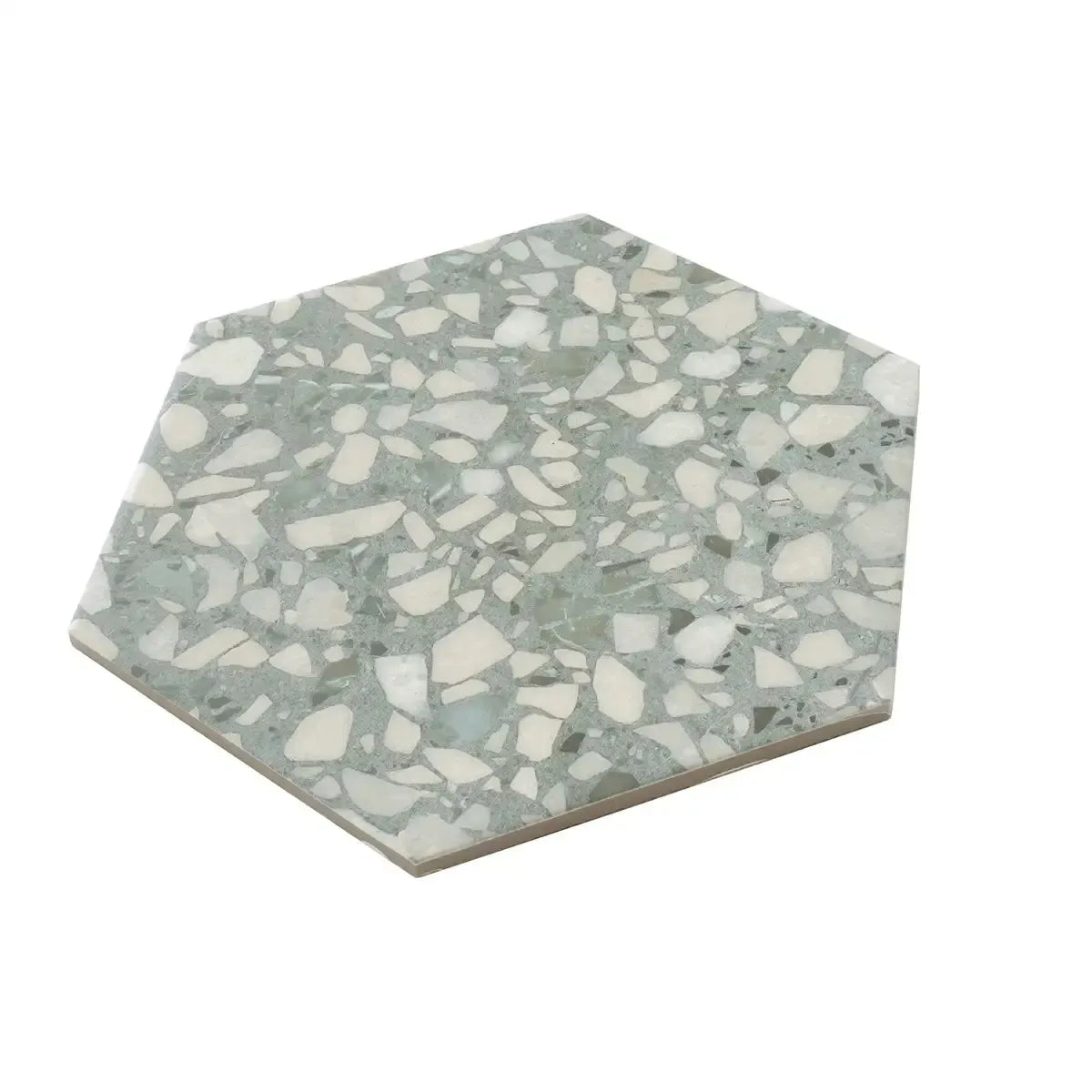 Agave Green Terrazzo Hex Porcelain Tile | Tile Club