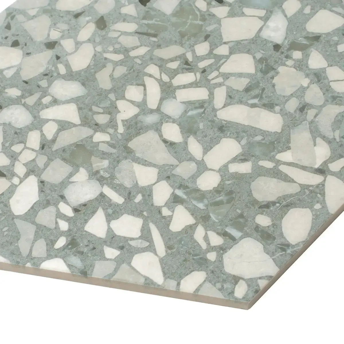 Agave Green Terrazzo Hex Porcelain Tile | Tile Club