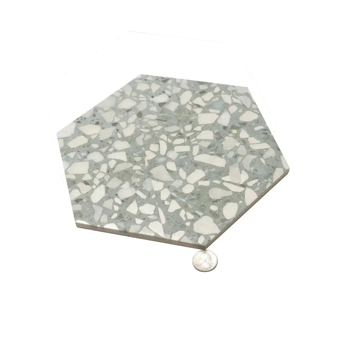 Agave Green Terrazzo Hex Porcelain Tile | Tile Club