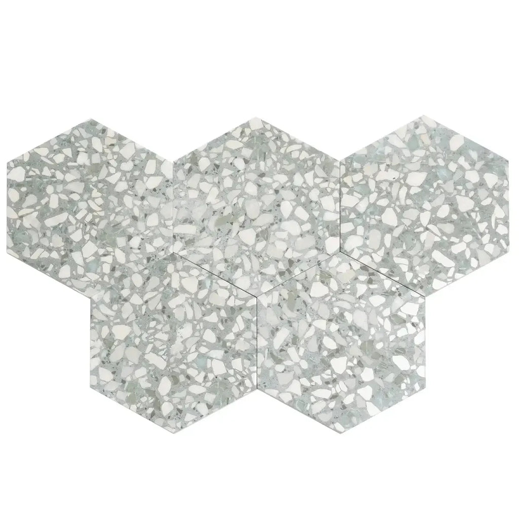 Agave Green Terrazzo Hex Porcelain Tile | Tile Club