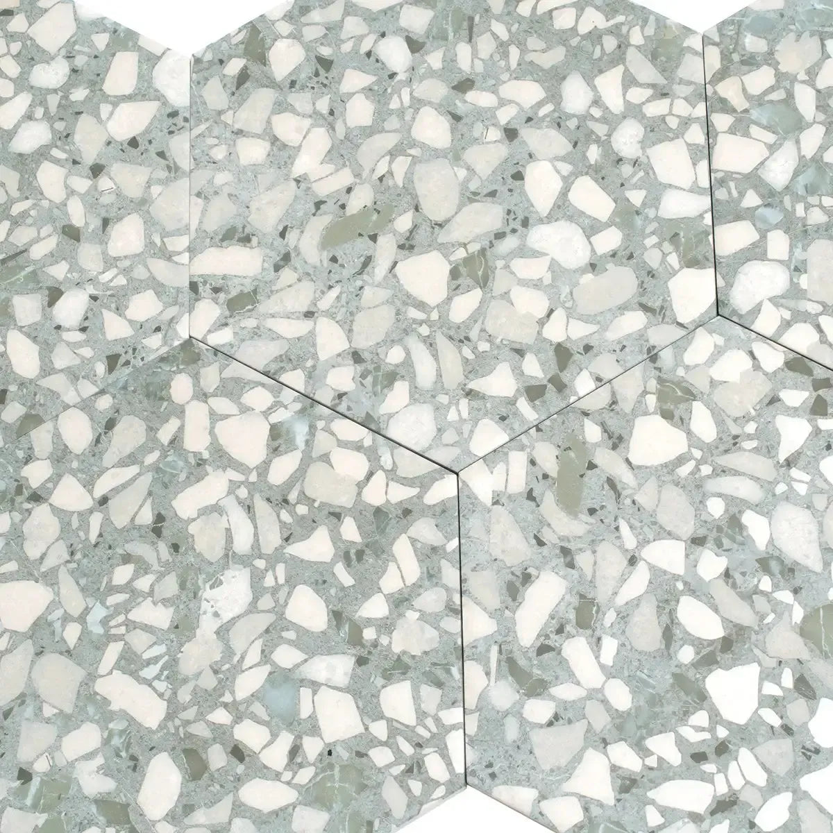 Agave Green Terrazzo Hex Porcelain Tile | Tile Club