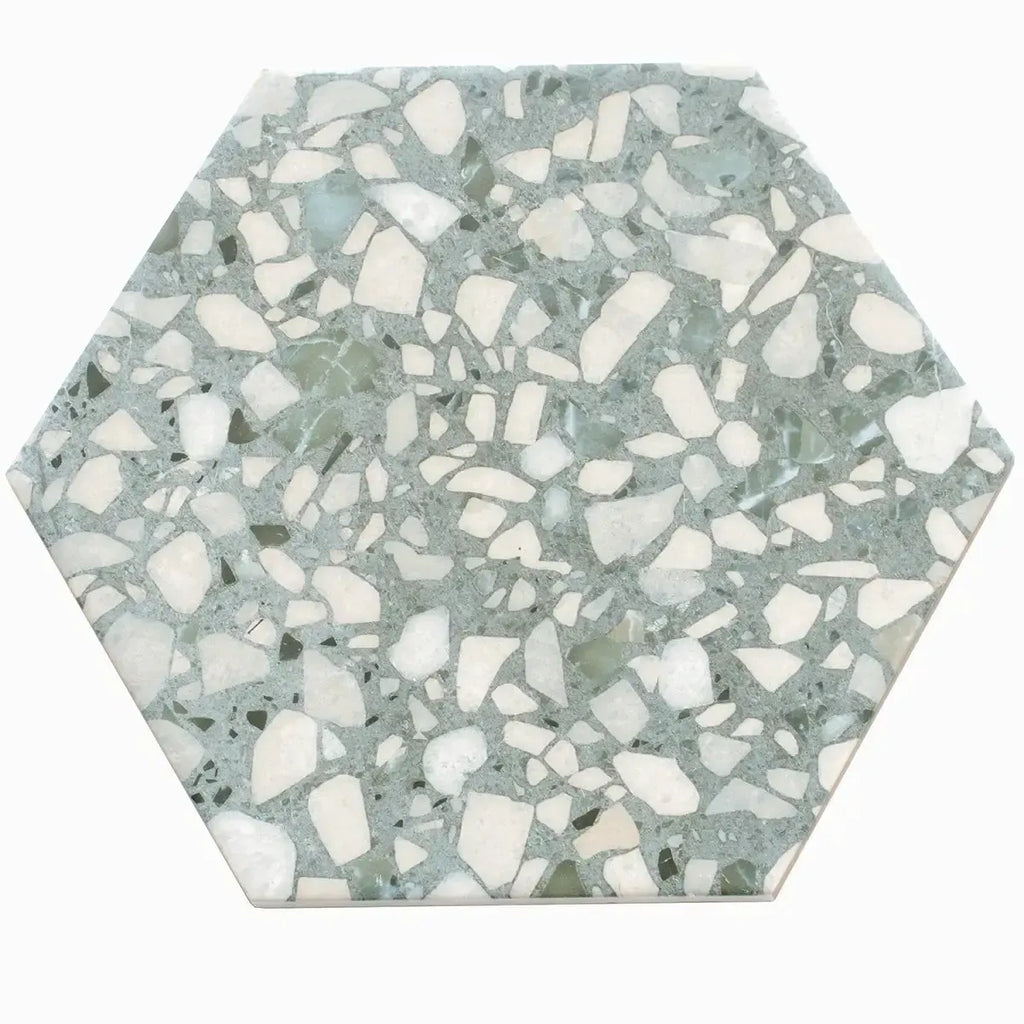 Agave Green Terrazzo Hex Porcelain Tile | Tile Club