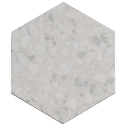 Tundra Snow Terrazzo Hex Porcelain Tile | Tile Club