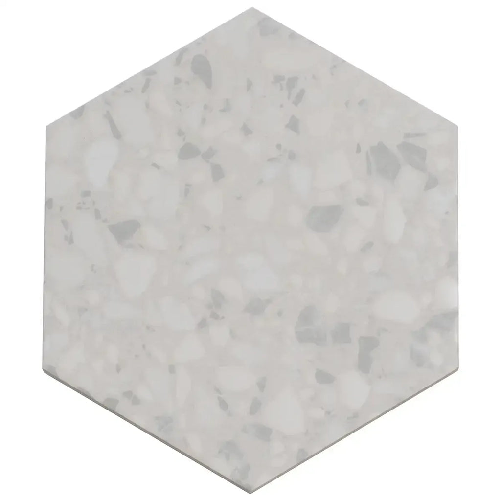 Tundra Snow Terrazzo Hex Porcelain Tile | Tile Club