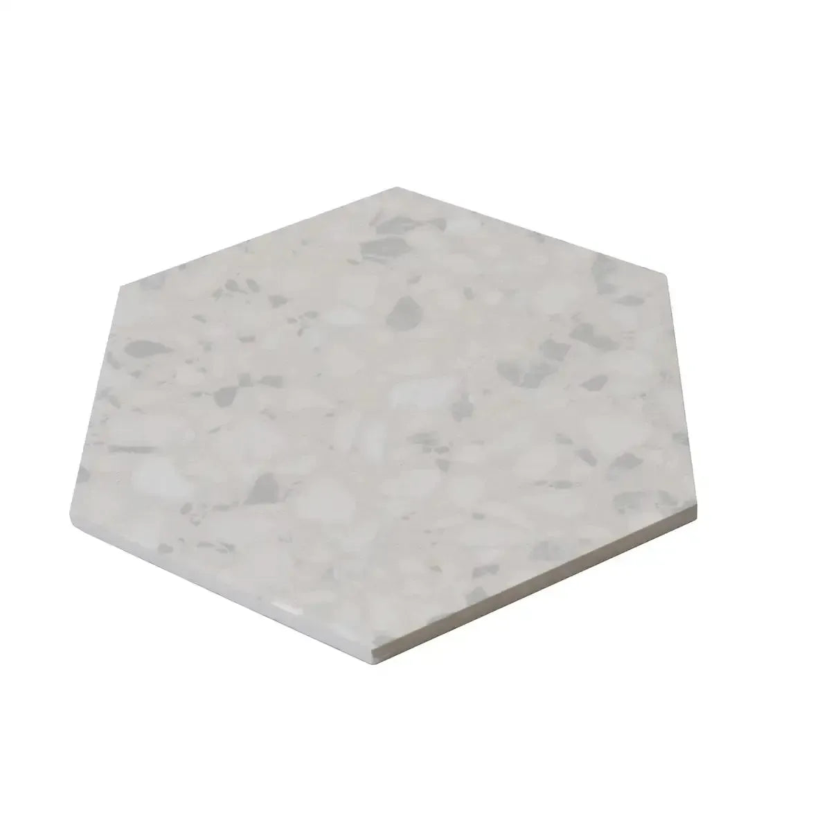 Tundra Snow Terrazzo Hex Porcelain Tile | Tile Club
