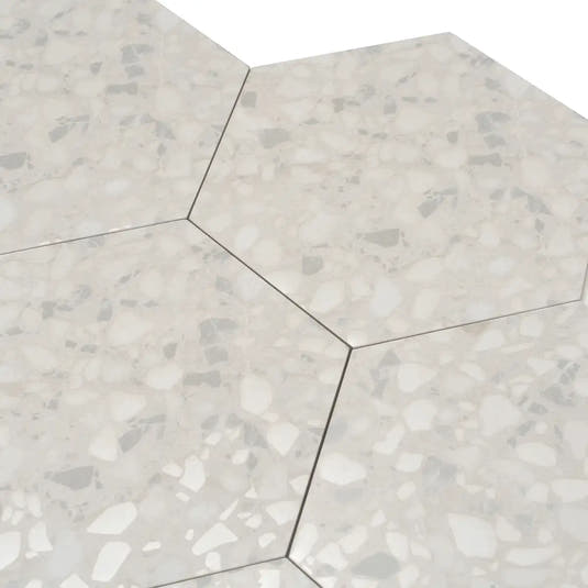Tundra Snow Terrazzo Hex Porcelain Tile | Tile Club